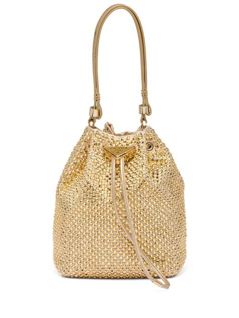 prada ceystal bag|Prada crystal bucket bag.